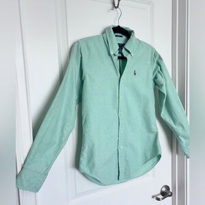 Ralph Lauren Cotton Oxford Button Down Classic Fit Mint Green Pastel Polo size2